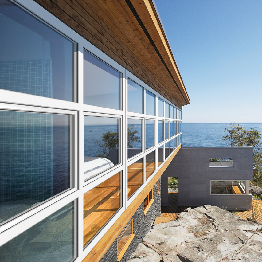 Kunststofffenster_Designvielfalt Woodline Glasfaltwand über Eck